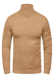 behype Rollkragenpullover TIBERIUS Slim Fit-Schnitt Khaki/Beige/Braun