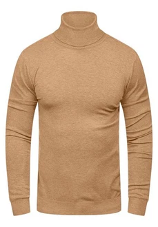 behype Rollkragenpullover TIBERIUS Slim Fit-Schnitt Khaki/Beige/Braun