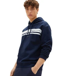 TOM TAILOR Denim Hoodie PRINTED Dunkelblau/Hellblau/Blau