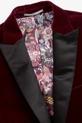 Next Sakko Signature Slim Fit Samt-Blazer Dunkelrot/Bordeaux