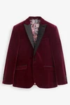 Next Sakko Signature Slim Fit Samt-Blazer Dunkelrot/Bordeaux