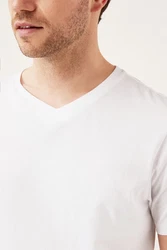 Next T-Shirt Essential V-Ausschnitt Weiß/Schwarz/Creme