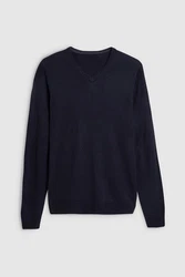 Next V-Ausschnitt Pullover Dunkelblau/Hellblau/Blau