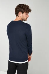 Next V-Ausschnitt Pullover Dunkelblau/Hellblau/Blau