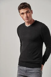 Next V-Ausschnitt Pullover Schwarz/Dunkelgrau/Grau