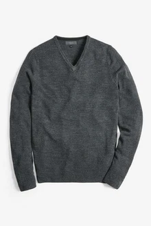 Next V-Ausschnitt Pullover Dunkelgrau/Grau/Dunkelblau