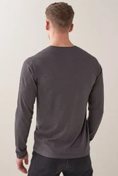 Next Langarmshirt Rundhalsshirt Slim Fit Dunkelgrau/Hellgrau/Grau