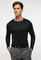 Eterna Langarmshirt Dunkelblau/Schwarz