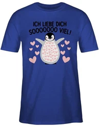 Shirtracer T-Shirt Ich liebe dich SOOOO viel Pinguin Blau/Braun