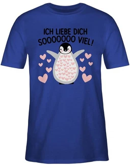 Shirtracer T-Shirt Ich liebe dich SOOOO viel Pinguin Blau/Braun Shirtracer T-Shirt Ich liebe dich SOOOO viel Pinguin Blau/Braun