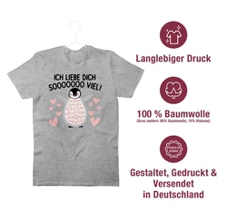 Shirtracer T-Shirt Ich liebe dich SOOOO viel Pinguin Grau/Creme/Braun