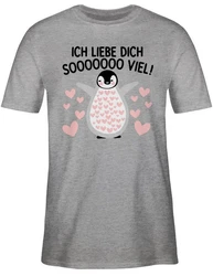 Shirtracer T-Shirt Ich liebe dich SOOOO viel Pinguin Grau/Creme/Braun