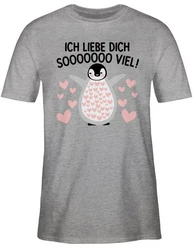 Shirtracer T-Shirt Ich liebe dich SOOOO viel Pinguin Grau/Creme/Braun