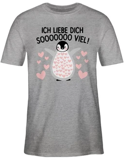 Shirtracer T-Shirt Ich liebe dich SOOOO viel Pinguin Grau/Creme/Braun