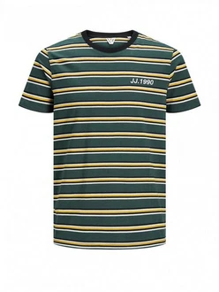Jack & Jones Kurzarmshirt JCOJET TEE SS CREW NECK Dunkelgrün/Grün/Türkis