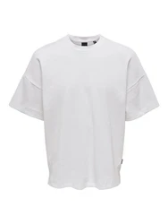 ONLY & SONS T-Shirt Weites Rundhals T-Shirt Kurzarm Basic Shirt ONSBERKELEY (4791) Weiß