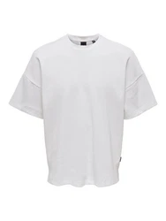ONLY & SONS T-Shirt Weites Rundhals T-Shirt Kurzarm Basic Shirt ONSBERKELEY (4791) Weiß