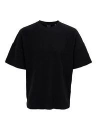 T-Shirt Weites Rundhals T-Shirt Kurzarm Basic Shirt ONSBERKELEY 4791 in Schwarz