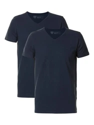Petrol Industries T-Shirt V-Ausschnitt (2er-Pack) Dunkelblau/Blau