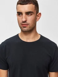 SELECTED HOMME T-Shirt NEW PIMA Dunkelblau/Schwarz
