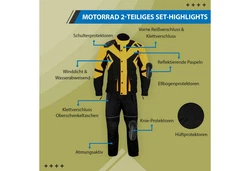 German Wear Motorradkombi GW300K 2-teiler Gelb/Gold