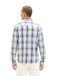 TOM TAILOR Langarmhemd INDIGO CHECK Hellblau/Weiß/Blau/Creme