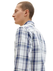 TOM TAILOR Langarmhemd INDIGO CHECK Hellblau/Weiß/Blau/Creme