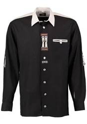 OS-Trachten Trachtenhemd Nevai Langarmhemd Schwarz/Creme/Dunkelrot/Dunkelblau/Weiß