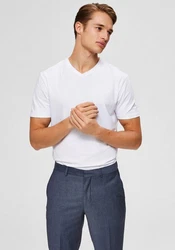 SELECTED HOMME T-Shirt SLHNEWPIMA Weiß/Creme/Grau/Hellgrau