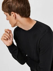 SELECTED HOMME Rundhalspullover Berg Schwarz