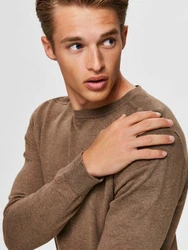SELECTED HOMME Rundhalspullover Berg Khaki/Braun/Dunkelgrün