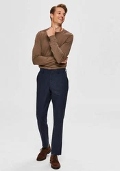 SELECTED HOMME Rundhalspullover Berg Khaki/Braun/Dunkelgrün