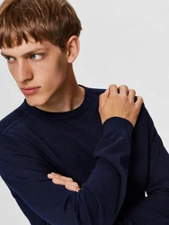 SELECTED HOMME Rundhalspullover Berg navy