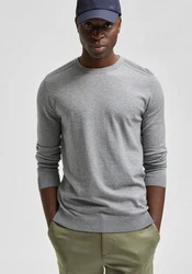SELECTED HOMME Rundhalspullover Berg Grau/Hellgrau