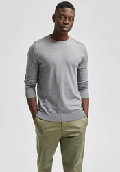 SELECTED HOMME Rundhalspullover Berg Grau/Hellgrau
