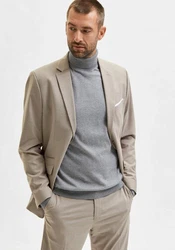 SELECTED HOMME Strickpullover SLHBERG ROLL NECK grau