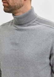 SELECTED HOMME Strickpullover SLHBERG ROLL NECK grau