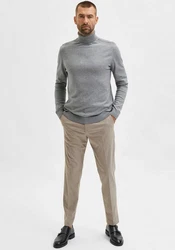 SELECTED HOMME Strickpullover SLHBERG ROLL NECK grau