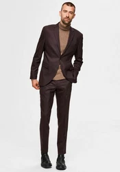 SELECTED HOMME Strickpullover SLHBERG ROLL NECK Khaki/Grau/Braun