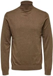 SELECTED HOMME Strickpullover SLHBERG ROLL NECK Khaki/Grau/Braun