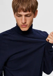 SELECTED HOMME Strickpullover SLHBERG ROLL NECK Dunkelblau