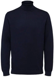 SELECTED HOMME Strickpullover SLHBERG ROLL NECK Dunkelblau