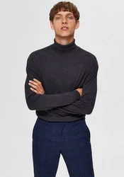 SELECTED HOMME Strickpullover SLHBERG ROLL NECK Dunkelgrau/Dunkelblau/Grau/Schwarz