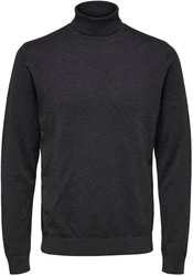 SELECTED HOMME Strickpullover SLHBERG ROLL NECK Dunkelgrau/Dunkelblau/Grau/Schwarz
