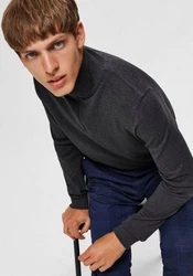 SELECTED HOMME Rundhalspullover Berg Dunkelgrau/Dunkelblau/Grau