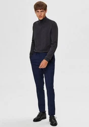 SELECTED HOMME Rundhalspullover Berg Dunkelgrau/Dunkelblau/Grau