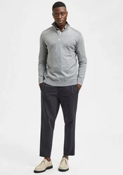SELECTED HOMME Rundhalspullover Berg Grau/Hellgrau