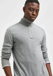 SELECTED HOMME Rundhalspullover Berg Grau/Hellgrau
