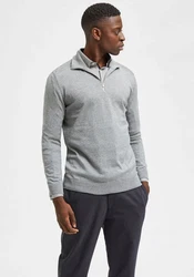 SELECTED HOMME Rundhalspullover Berg Grau/Hellgrau