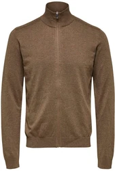 SELECTED HOMME Strickjacke Berg (1-tlg) Khaki/Grau/Braun